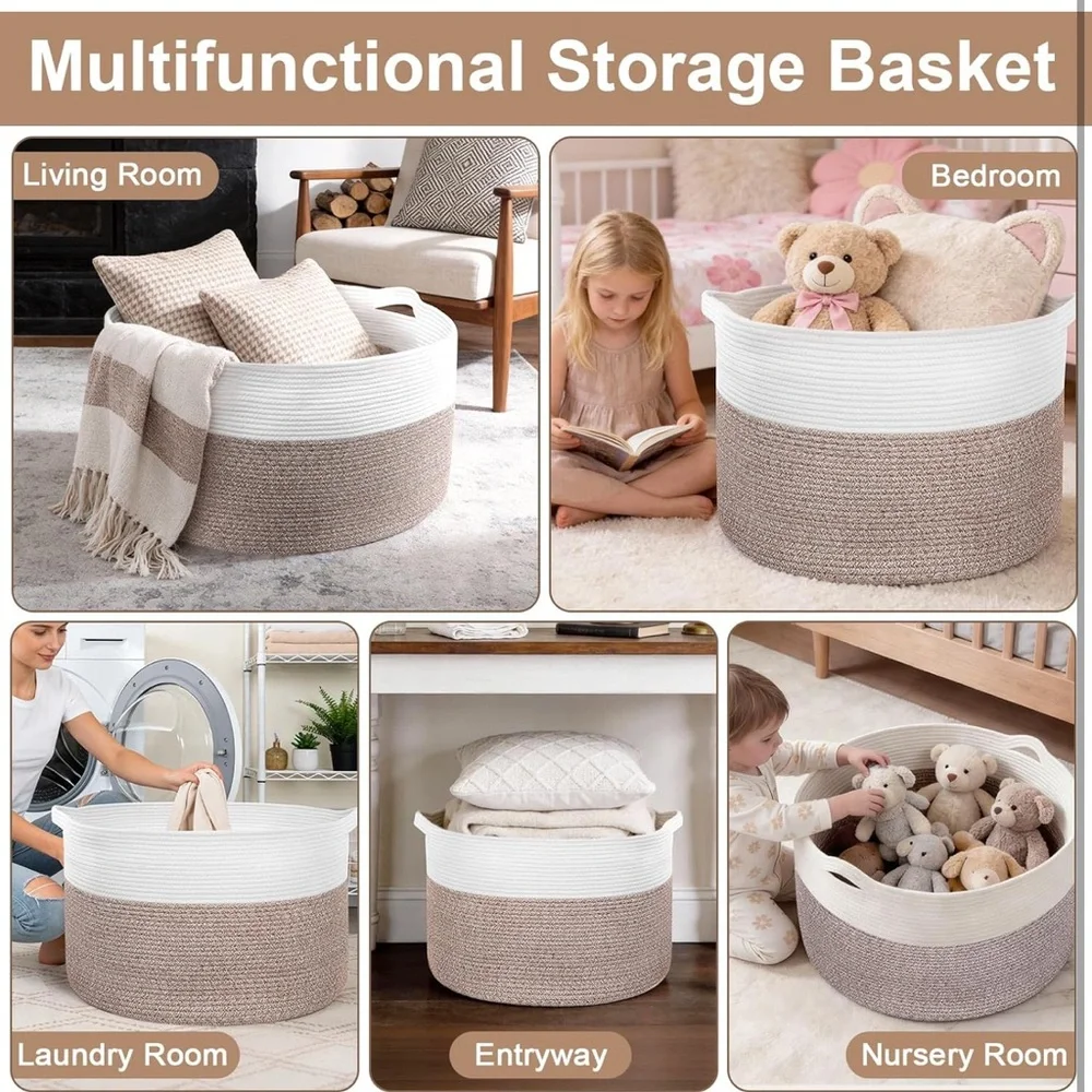 XXL large laundry basket 90L Cotton Storage Basket storage and organizers